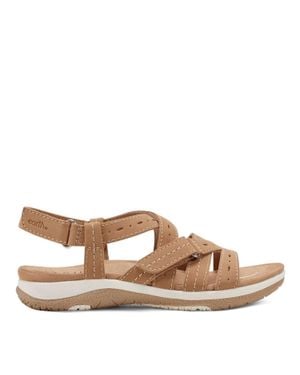 Earth Samsin Round Toe Flat Sandals - Brown