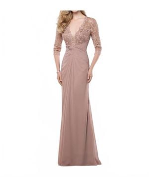 Montage by Mon Cheri Georgette Lace A-Line Gown - Gray