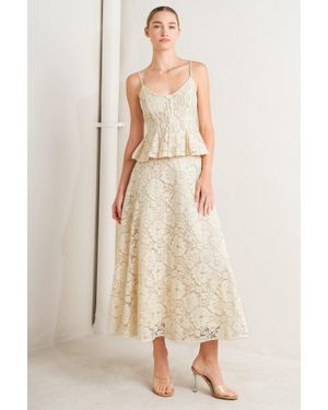 TRUEDAMES Purely Romantic Woven Lace Midi Skirt - Natural