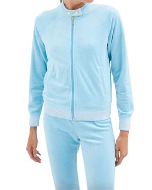 Juicy Couture Doo Wop Snap Collar Velour Track Jacket - Blue
