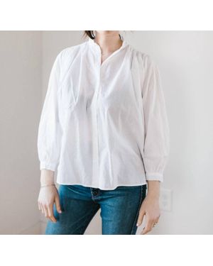 A SHIRT THING Flora Collared Button Down Shirt - White