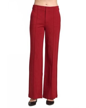 Apny Front Zip Pant With Pin Tuck - Red