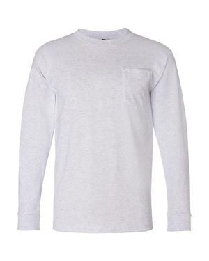BAYSIDE Usa-Made Long Sleeve T-Shirt With A Pocket - White