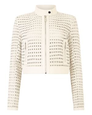 Philipp Plein Weaved Leather Fitted Jacket - Natural