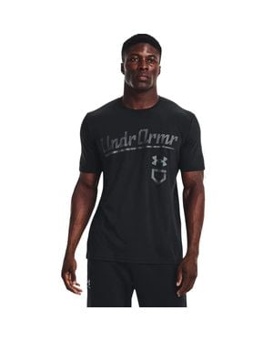 Under Armour Baseball Script T-Shirt Crew Neck Active Srt677 - Black