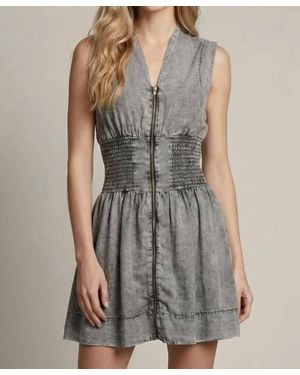 Doe And Rae Chambray Zip Front Dress - Gray