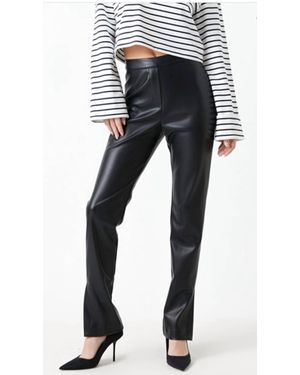 Grey Lab Pu Slit Leggings - Black