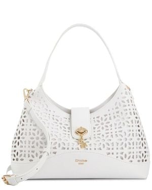 Dune Delaser M Medium Laser Cut Shoulder Bag - White