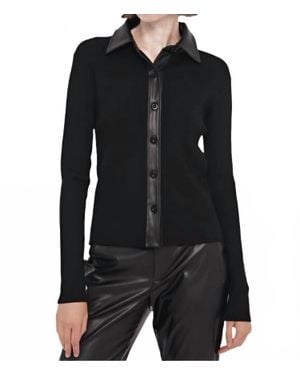 Toccin Jordan Vegan Leather Rib Top - Black