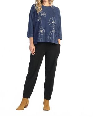 Jess & Jane Sketch Mineral Washed French Terry Top - Blue