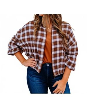 Ivy Jane Long Sleeve Plaid Jacket - Red