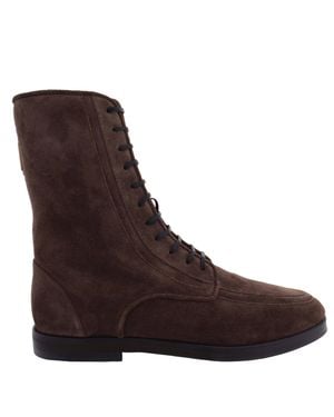 Ferragamo Ferragamo Debby Suede Lace-Up Boots, Size 7 C - Brown