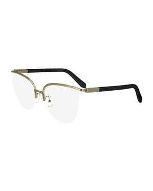 Ferragamo Eyeglasses Cat Eye Semi Rim, Frame And Clear Demo Lenses Lens Sf2227001 - Metallic