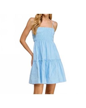 TCEC Spaghetti Strap Ruffle Trim Dress - Blue