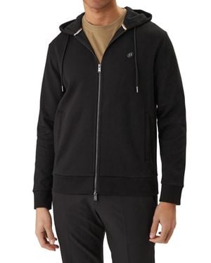 BOSS Zip-Up Hoodie With Drawstring Hood And Subtle Logo - Black