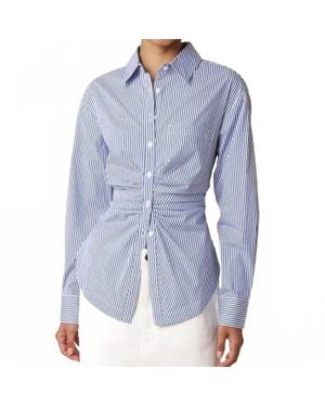 Olivaceous Aisha Striped Cinched Waist Shirt - Blue