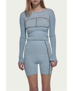 ZEMETA Dia Two-Piece Cable-Knit Set - Blue