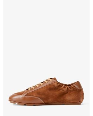 Michael Kors Outlet Susie Suede And Leather Sneaker - Brown