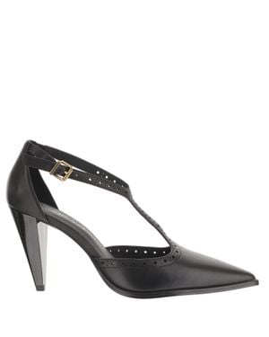 Pinko Gwen Brogue Leather Pointed-Toe Pumps - Black