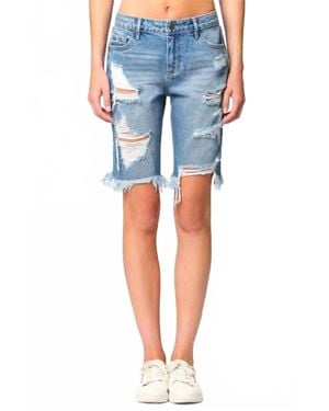Hidden Jeans High Rise Distress Bermuda Short - Blue