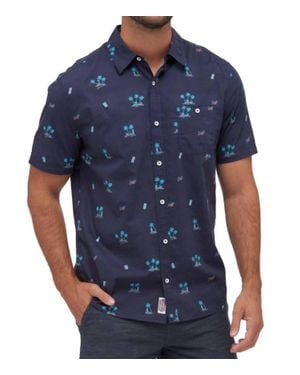 Flag & Anthem Honolulu Short Sleve Hawaii Print Shirt - Blue