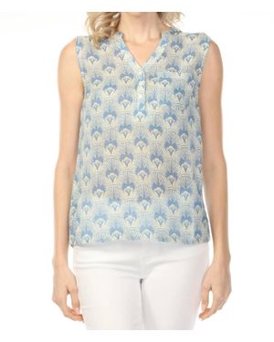 Charlie b Printed Gauze Sleeveless Shirt - Blue