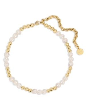Eklexic Petra Pearl & Bead Necklace - Metallic