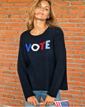 Wooden Ships Vote Chunky Crew Neck Sweater - Blue