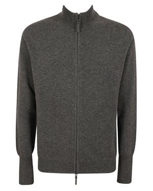 Ballantyne Fitted Cashmere Cardigan With Double Slider Zip Closure - Gray