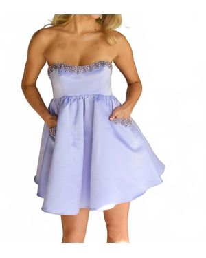 Ava Presley Strapless Mini Pockets Dress - Blue