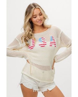 Bibi Usa Sequin Embroidered Cover Up Sweater - White