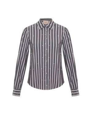 Theo the Label Echo Mix Stripe Pearly Shirt - Blue