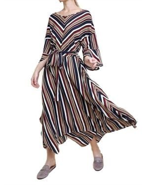Umgee Striped Bell Sleeve Maxi Dress - Blue