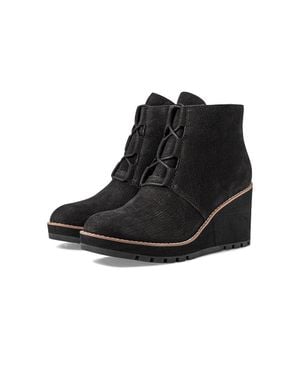 Eileen Fisher Alpine Boots Leather Wedge Heel Bootie Khd2668 - Black