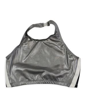 Norma Kamali Side Stripe Chuck Crop Top - Gray