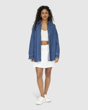 Belle & Bloom Into Him Oversized Denim Shirt - Blue