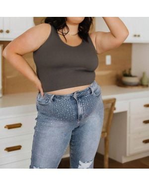 Yelete Relevant Ribbed Seamless Reversible Tank - Blue
