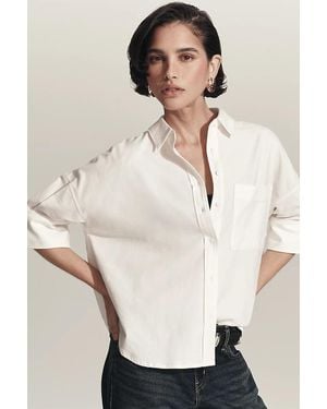 Anthropologie Mabel Boxy Oxford Shirt Top - Natural