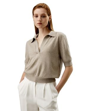 LILYSILK Cashmere Polo Sweater For - Natural
