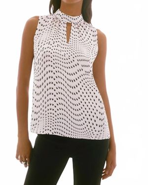 Joseph Ribkoff Dot Print Sleeveless Top - White