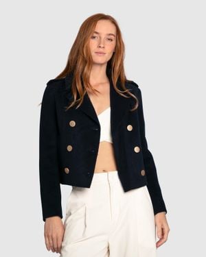 Belle & Bloom Love Me Now Wool Blend Military Style Coat - Black