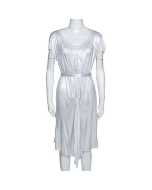 JOSEPH Metallic Draped Front Mini Dress - Blue