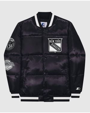 Starter New York Rangers Down Fill Puffer Jacket - Black