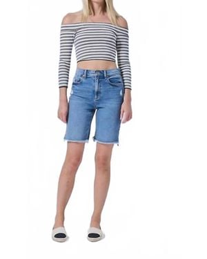 Sneak Peek Bermuda Shorts With Slight Hip Distressing - Blue