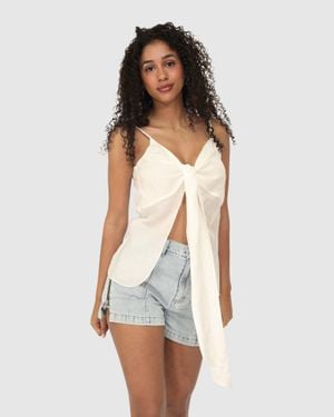 Belle & Bloom First Class Reversible Tie Top - White