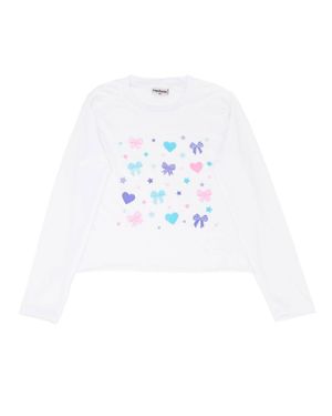 Firehouse Girl's Happy Hearts Bows & Stars Long Sleeve Tee - White