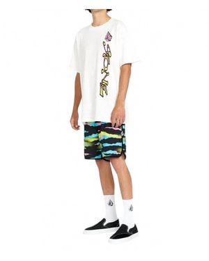 Volcom Zebra Shield Scallop Mod 18" Boardshorts - White