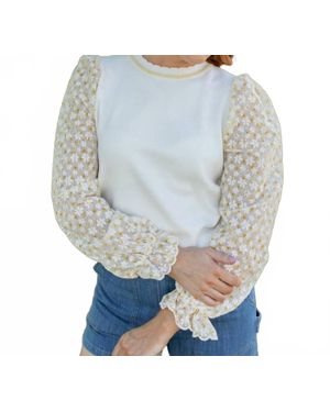 Fate Honey Bee Floral Puff Sleeve Top - Gray