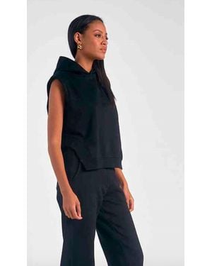 Elan Sleeveless Cropped Hoodie - Blue