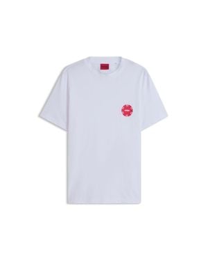 HUGO Cotton-Jersey T-Shirt With Poker-Chip Print - White